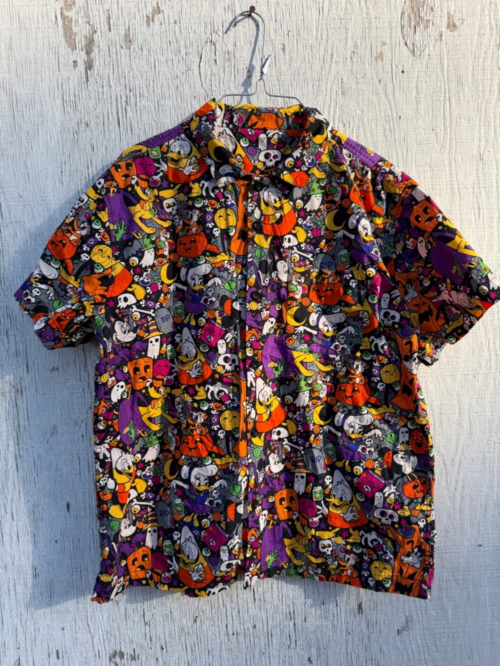 Disney Halloween Print Short-Sleeve Shirt - Purple/Orange/Black